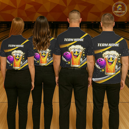 Custom Funny Beer Bowling Bowling Jersey for Men Bowling Team Shirts Polo & 1/4 Zip HNT190