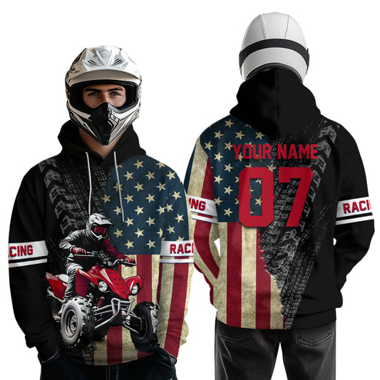 Usa Flag Quad Bike Hoodie For Adult&Kid Atv Motocross Hooded Jersey Patriotic Off-Road Extreme Quad Shirt NHN005