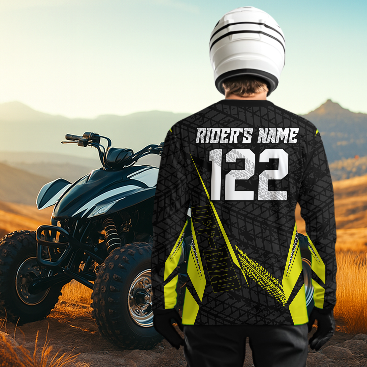 Personalized ATV Motocross Jersey For Adult & Kids UPF30+ Yellow Quad Bike Shirt Off-Road ATV MX Racing NHN013