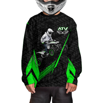Personalized ATV Motocross Jersey For Adult & Kids UPF30+ Green Quad Bike Shirt Off-Road ATV MX Racing NHN013