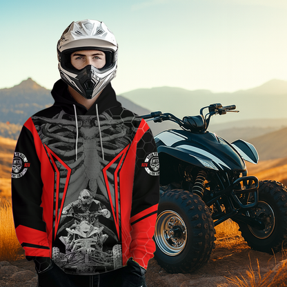 Personalized Red Atv Racing Hoodie Custom Name & Number Red Quad Bike Rider Motocross Shirt For Men Women  NHN002