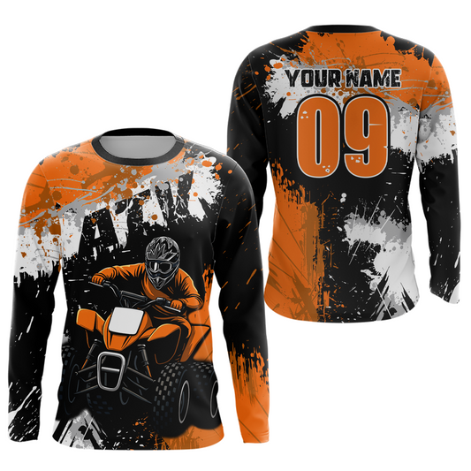 Orange ATV Motocross Jersey Personalized UPF30+ Adult&Kid Quad Bike Shirt Atv Mx Off-Road Dirt Bike NHN003