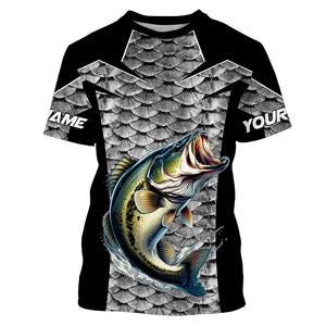Personalized Bass Fishing Jerseys, Bass Fishing scales Custom Long Sleeve Fishing tournament shirts TTN58