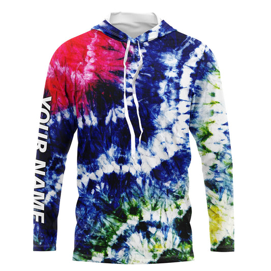 Colorful Wave Tie-Dye Pattern, Performance Long sleeve UV Protection Fishing Shirt, Gift For Fisherman TTN125
