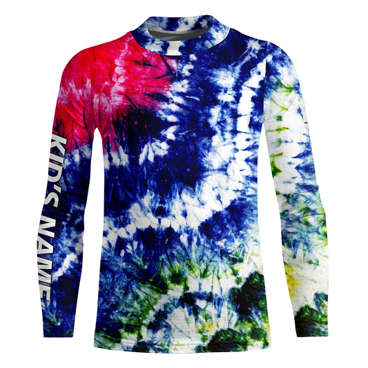 Colorful Wave Tie-Dye Pattern, Performance Long sleeve UV Protection Fishing Shirt, Gift For Fisherman TTN125
