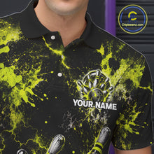 Load image into Gallery viewer, Neon Yellow Men’s Bowling Shirt Custom Bowling Team Jersey Polo &amp; Quarter Zip TTN130