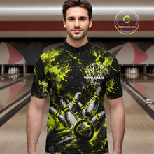 Load image into Gallery viewer, Neon Yellow Men’s Bowling Shirt Custom Bowling Team Jersey Polo &amp; Quarter Zip TTN130