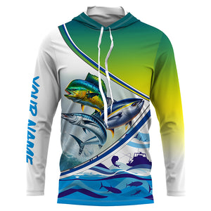 Wahoo Mahi Tuna slam Custom performance Fishing Shirts, Offshore slam Fishing shirt TTV50