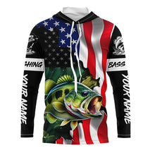 Load image into Gallery viewer, American Flag Bass Fishing Custom long sleeve Fishing Shirts for men, Bass Fishing jerseys TTV08