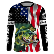 Load image into Gallery viewer, American Flag Bass Fishing Custom long sleeve Fishing Shirts for men, Bass Fishing jerseys TTV08