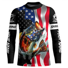 Load image into Gallery viewer, American Flag Bass Fishing Custom long sleeve Fishing Shirts for men, Bass Fishing jerseys TTV63