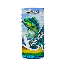 Load image into Gallery viewer, Custom Name Mahi Mahi fishing blue performance Sun/UV Protection shirt, personalized gift TTV91