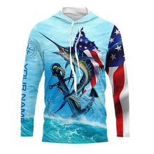 Load image into Gallery viewer, American Flag Patriotic Sailfish Fishing Shirts, Sailfish Saltwater Custom Fishing Shirt TTV106