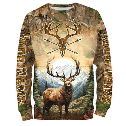 Personalized Deer Hunting 3D All Over Printed Shirts Custom Deer And Mountain Camo Shirt For Hunters YYD0054