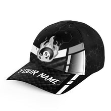 Load image into Gallery viewer, Personalized White Black Fire 8 Ball Billiard Hats Cap For Pool Players, Custom Top Billiard Hats VHM1032