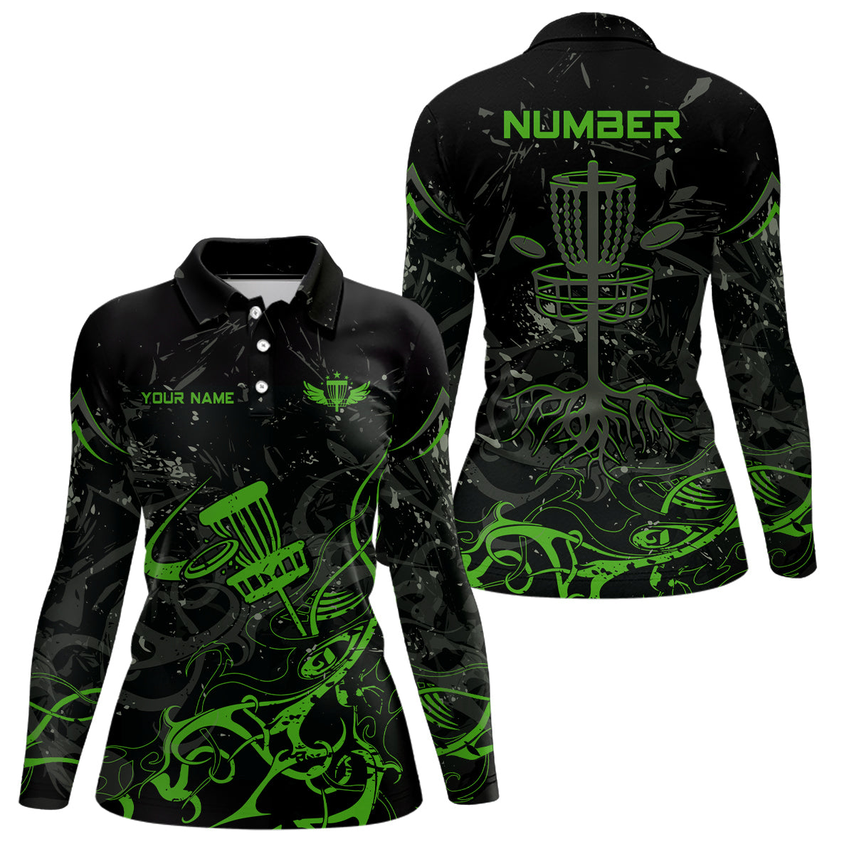Colors Camo Black Womens Disc Golf Polo Shirt Custom Disc Golf Basket Tree Personalized Golf Gift TY2