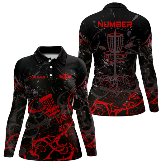 Colors Camo Black Womens Disc Golf Polo Shirt Custom Disc Golf Basket Tree Personalized Golf Gift TY2
