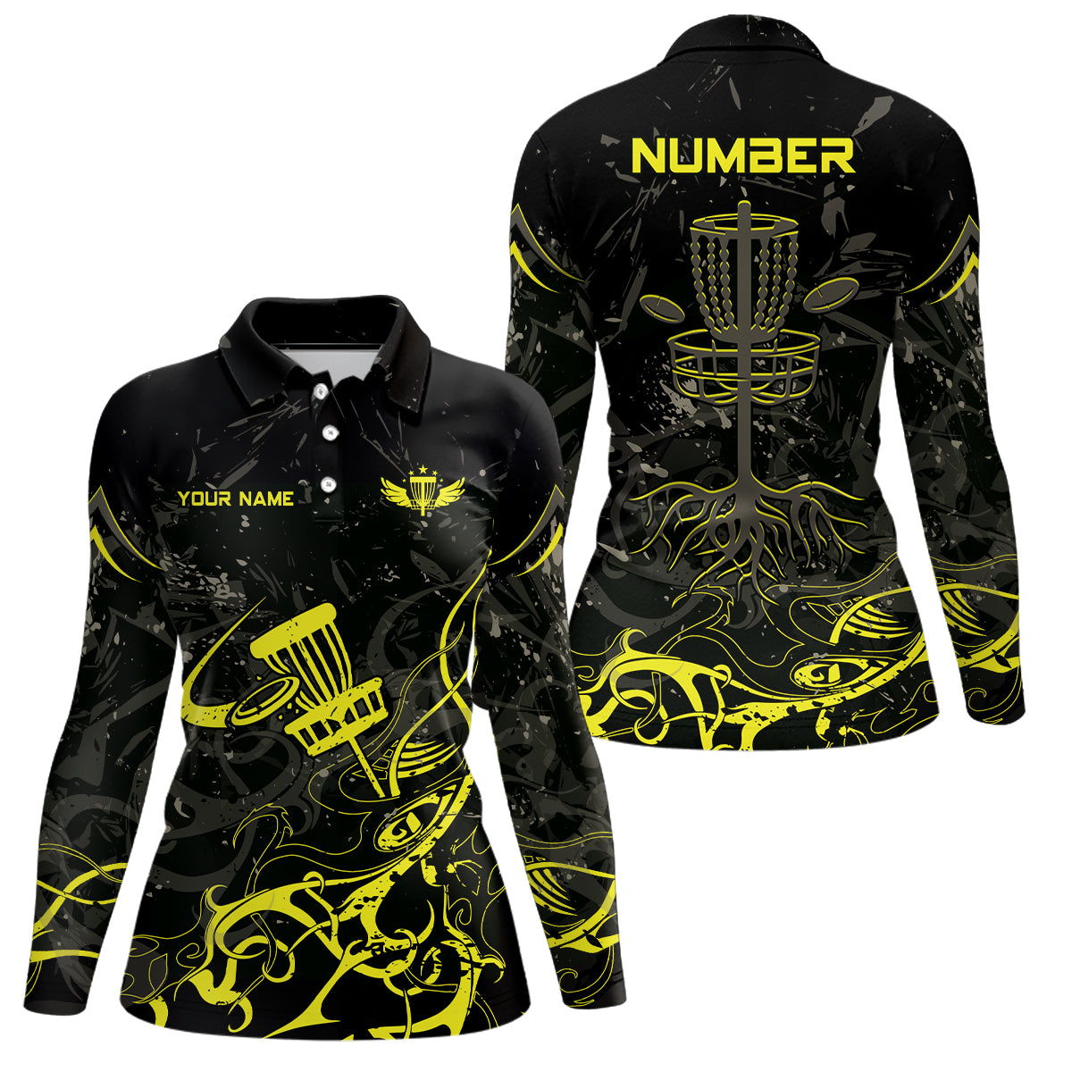 Colors Camo Black Womens Disc Golf Polo Shirt Custom Disc Golf Basket Tree Personalized Golf Gift TY2