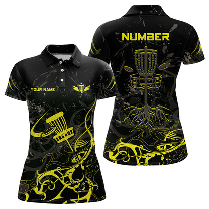 Colors Camo Black Womens Disc Golf Polo Shirt Custom Disc Golf Basket Tree Personalized Golf Gift TY2