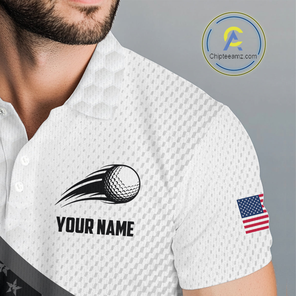 American Flag Golf Polo Shirts For Mens Custom Name, Patriotic Golf Gifts YYD0020