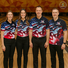 Load image into Gallery viewer, Personalized American Flag Bowling Shirt for Womens Custom Bowling Pattern Team Jersey Shirt YYD0021