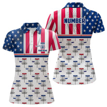 Load image into Gallery viewer, Disc Golf American Flag Womens Disc Golf Polo Shirt Custom Name And Number Disc Golf Gifts For Men YYD0023