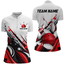 Load image into Gallery viewer, Bowling Quarter Zip Shirts For Women Custom Name Bowling Ball Energy Art Team Jersey Shirt YYD0066