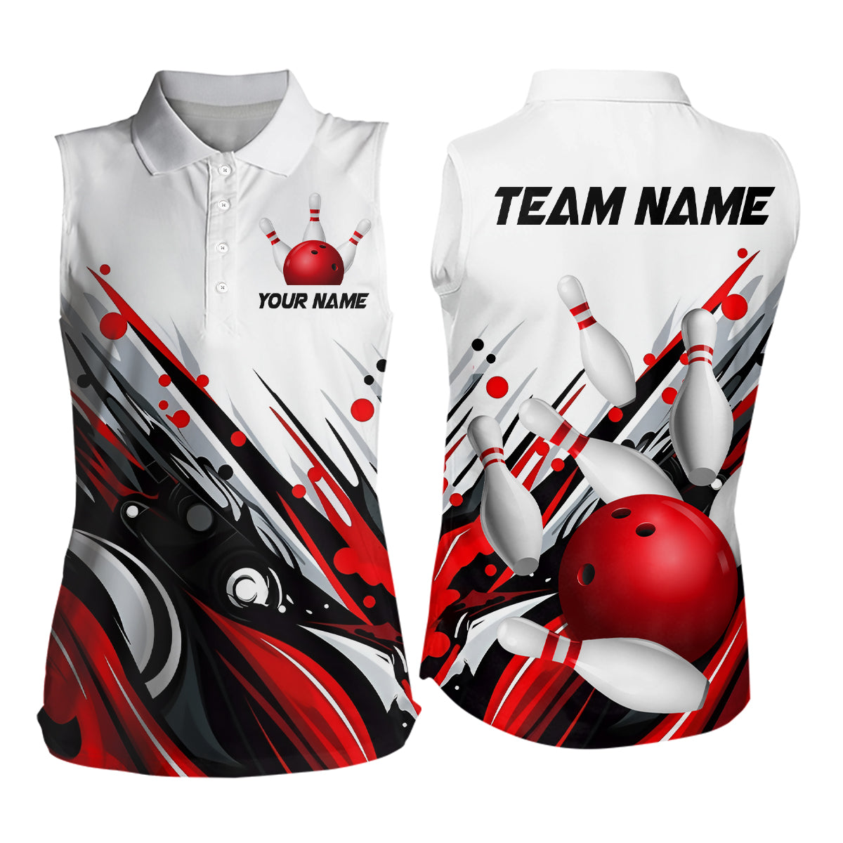Bowling Sleeveless Shirt for Womens Custom Name Bowling Ball Energy Art Team Jersey Shirt YYD0066