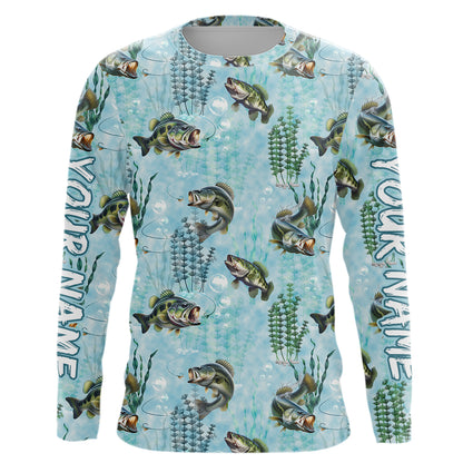 Largemouth Bass Fishing Algae Pattern Customize Shirts For Men And Women Personalized Fishing Gift YYD0025