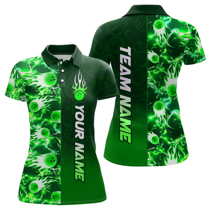 Bowling Shirt For Womens Custom Name Bowling Flame Lightning Team Jersey Shirt YYD0030
