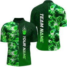 Load image into Gallery viewer, Bowling Quarter Zip Shirts For Men Custom Name Bowling Flame Lightning Team Jersey Shirt YYD0030
