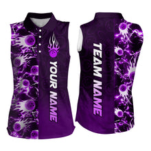 Load image into Gallery viewer, Bowling Sleeveless Shirt for Womens Custom Name Bowling Flame Lightning Team Jersey Shirt YYD0030