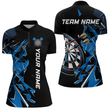 Load image into Gallery viewer, Black White Quarter-Zip Shirt Custom Name Patriotic Womens Darts Shirt Dart Jerseys | Blue - Purple - Red  YYD0067