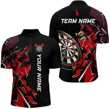 Load image into Gallery viewer, Black White Quarter-Zip Shirt Custom Name Patriotic Darts Shirt For Men Dart Jerseys | Blue - Purple - Red  YYD0067