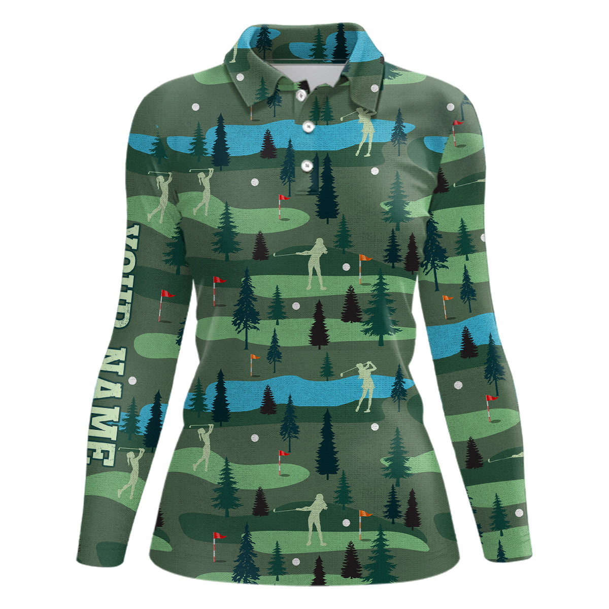 Golf Polo Shirts For Womens Custom Name, Golf Course Pattern Vintage Shirt Gifts YYD0031
