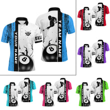 Load image into Gallery viewer, Ball 8 Grunge Ink Style Billiard Polo Shirts For Men Custom Name Billiard Shirt Colors YYD0069
