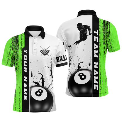 Ball 8 Grunge Ink Style Billiard Polo Shirts For Men Custom Name Billiard Shirt Colors YYD0069