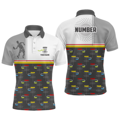 Disc Golf Basket Pattern Mens Disc Golf Polo Shirt Custom Name And Number Disc Golf Gifts For Men YYD0035