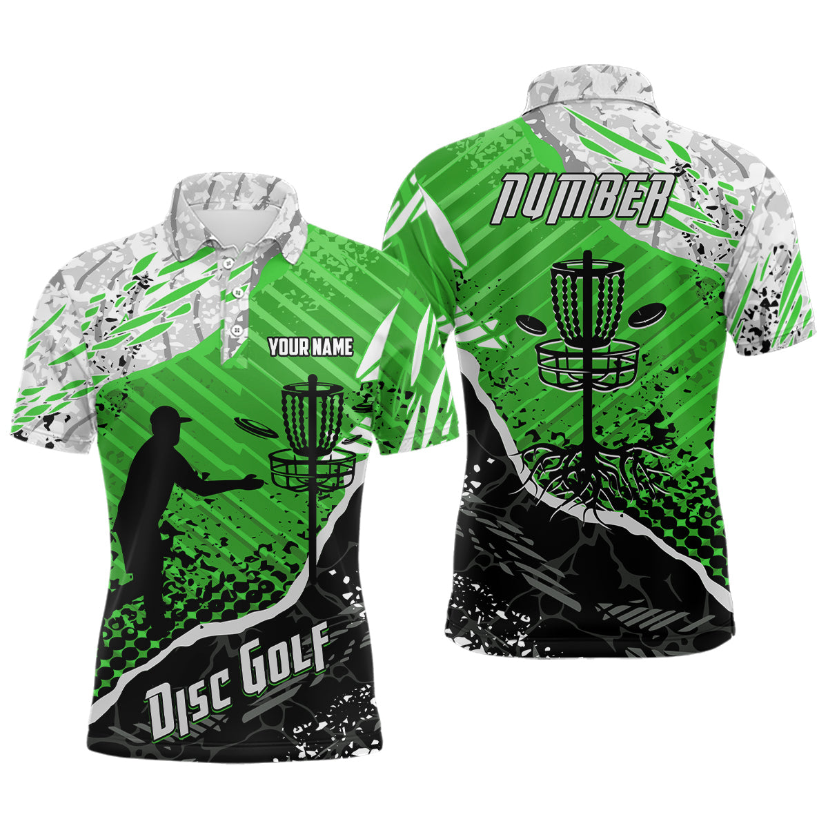 Disc Golf Abstract Grunge Mens Disc Golf Polo Shirt Custom Name And Number Disc Golf Gifts For Men YYD0036