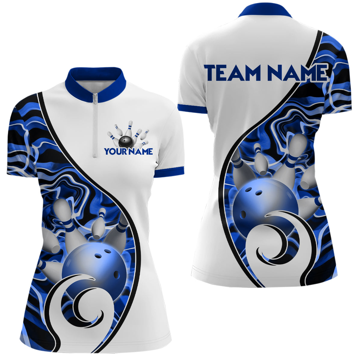 Custom Bowling Team Women Quarter-Zip Shirts - Personalized Abstract Bowling Jersey YYD0079