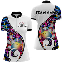 Load image into Gallery viewer, Custom Bowling Team Women Quarter-Zip Shirts - Personalized Abstract Bowling Jersey YYD0079