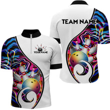 Load image into Gallery viewer, Custom Bowling Team Men Quarter-Zip Shirts - Personalized Abstract Bowling Jersey YYD0079