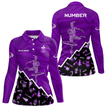Load image into Gallery viewer, Pattern Color Womens Disc Golf Polo Shirt Custom Name &amp; Number | Pink, Purple, Red YYD0045