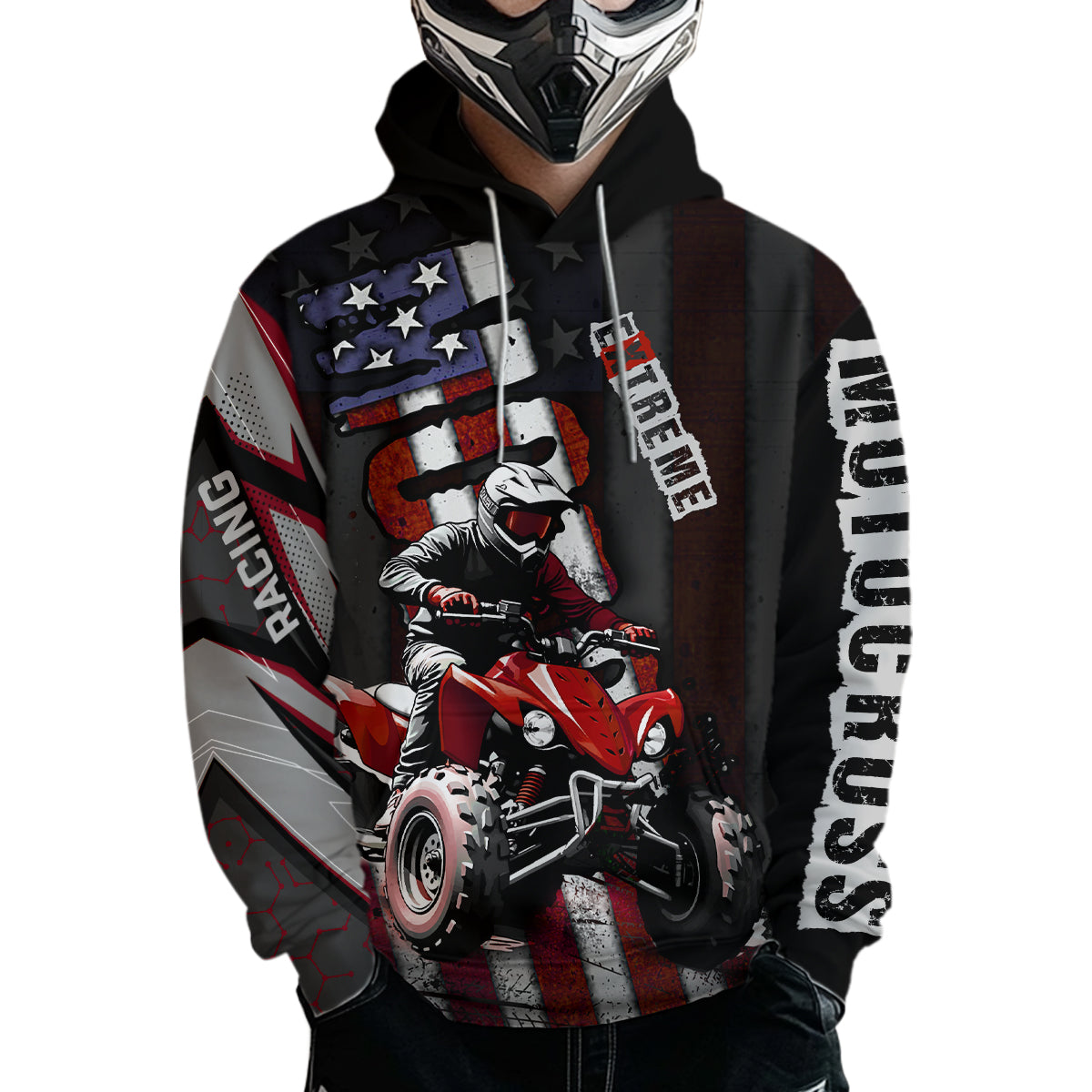 Custom Atv Motocross Hoodie Upf30+ Quad Bike Shirt Racing Adult Youth Kid American Flag Dirt Bike Hooded  NHN005