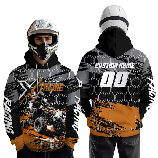 Orange Atv Racing Hoodie Custom Quad Bike Shirt Upf30+ Adult Youth Off-Road Atv Motocross Hoooded  NHN008