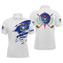 Load image into Gallery viewer, Personalized Michigan flag patriot golf white men golf polo shirts custom name golf gifts for men A67