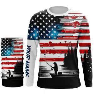 USA flag long sleeve fishing shirt UV protection personalized fishing shirt A71