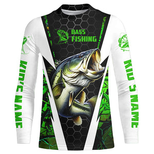 Personalized Bass Fishing jerseys, Bass Fishing Long Sleeve Fishing tournament shirts | green camo IPHW3680