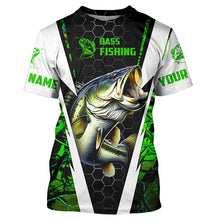 Load image into Gallery viewer, Personalized Bass Fishing jerseys, Bass Fishing Long Sleeve Fishing tournament shirts | green camo IPHW3680