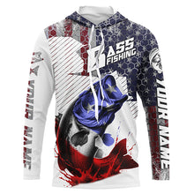 Load image into Gallery viewer, American Flag Bass Fishing Custom Long Sleeve Fishing Shirts, Patriotic Bass Fishing Jerseys IPHW5748